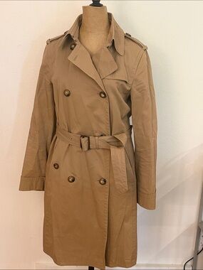 Massimo Dutti sz 8 Classic Tan Trench Coat Women's Belted great pre owned cond